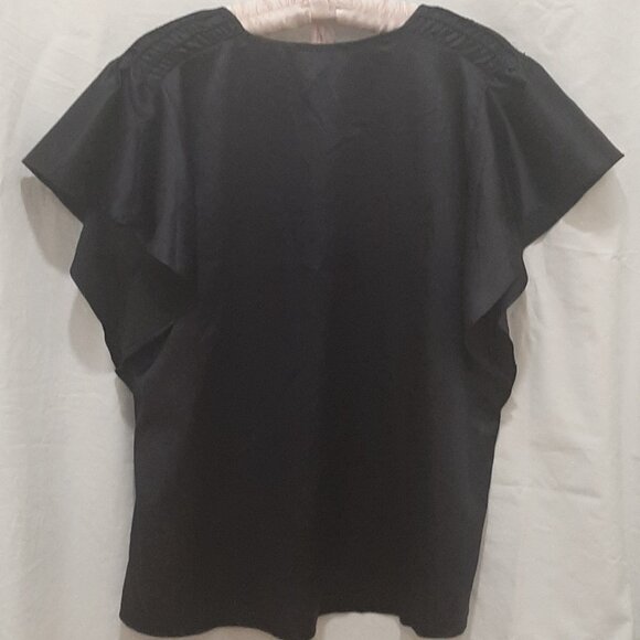 Satiny Flutter Top Navy - Picture 2 of 4